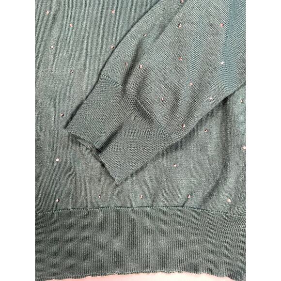 Nanette Lepore Green Sweater Sequins Crew Neck Size XL - Picture 4 of 8
